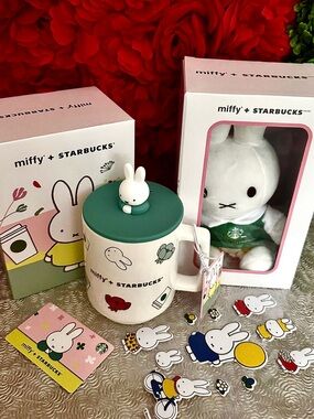 NWT Starbucks X Miffy Ceramic Mug with Silicone Lid and Miffy Plush Doll & Gifts